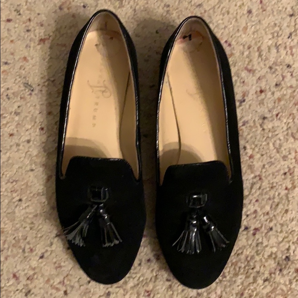 Ivanka Trump leather suede black tassel loafers